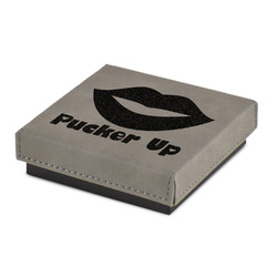 Lips (Pucker Up) Jewelry Gift Box - Engraved Leather Lid