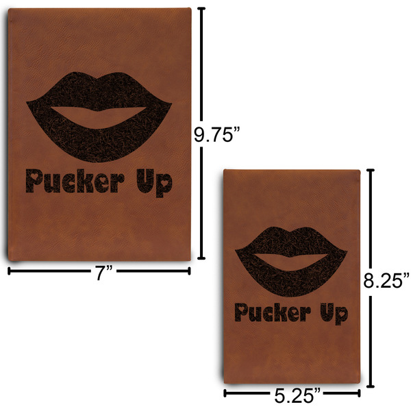 Lips (Pucker Up) Journal Size Comparisons w/ Dimensions