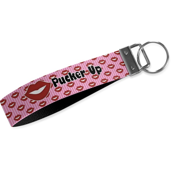 Custom Lips (Pucker Up) Webbing Keychain Fob - Small