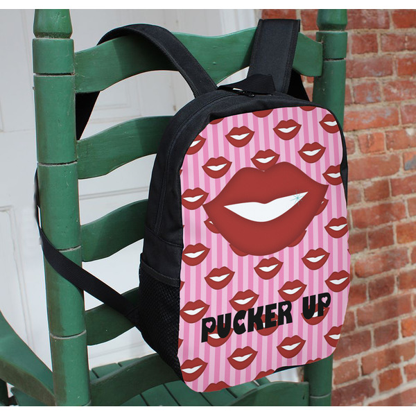 Lips (Pucker Up) Kids Backpack - In Context