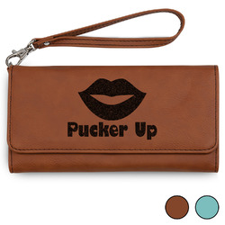 Lips (Pucker Up) Ladies Leather Wallet - Laser Engraved
