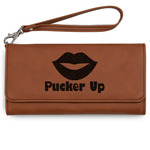 Lips (Pucker Up) Ladies Leatherette Wallet - Laser Engraved