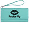 Lips (Pucker Up) Ladies Wallet - Leather - Teal - Front View