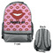 Lips (Pucker Up) Large Backpack - Gray - Front & Back View