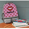 Lips (Pucker Up) Large Backpack - Gray - On Desk