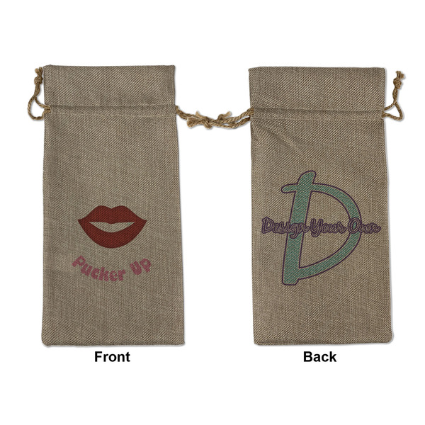 Custom Lips (Pucker Up) Large Burlap Gift Bag - Front & Back