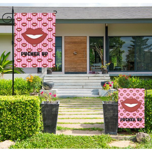 Custom Lips (Pucker Up) Large Garden Flag - Double Sided