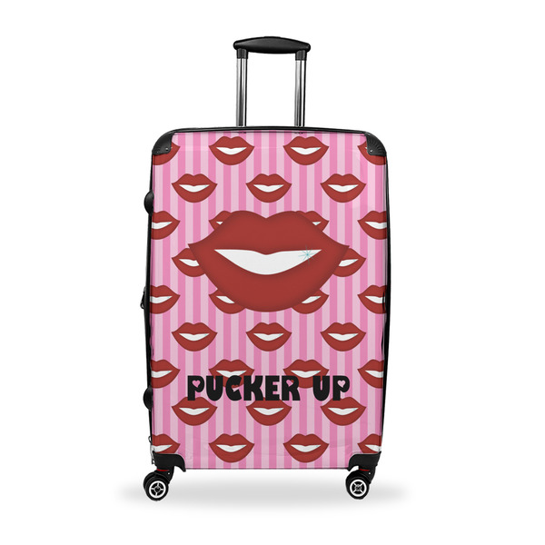 Custom Lips (Pucker Up) Suitcase - 28" Large - Checked