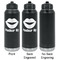 Lips (Pucker Up) Laser Engraved Water Bottles - 2 Styles - Front & Back View