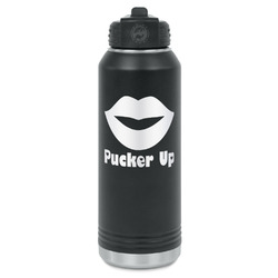 Lips (Pucker Up) Water Bottle - Laser Engraved - Front