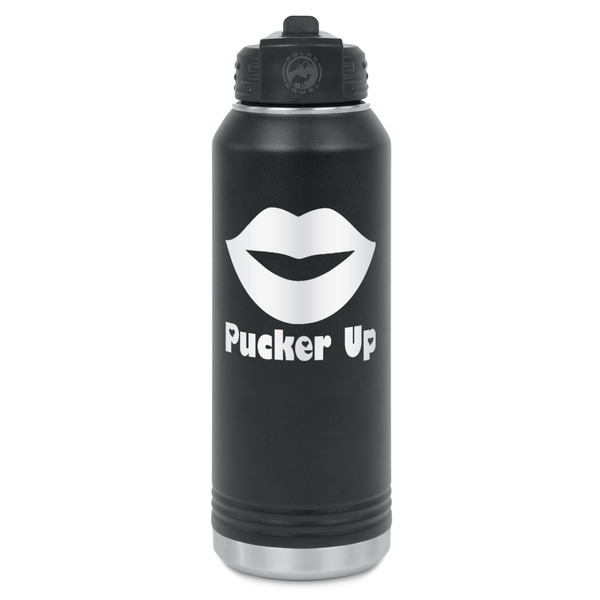 Custom Lips (Pucker Up) Water Bottle - Laser Engraved - Front