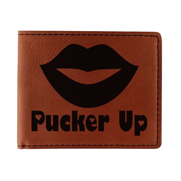 Custom Lips (Pucker Up) Leatherette Bifold Wallet - Double Sided