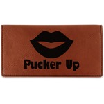 Lips (Pucker Up) Leatherette Checkbook Holder - Single Sided
