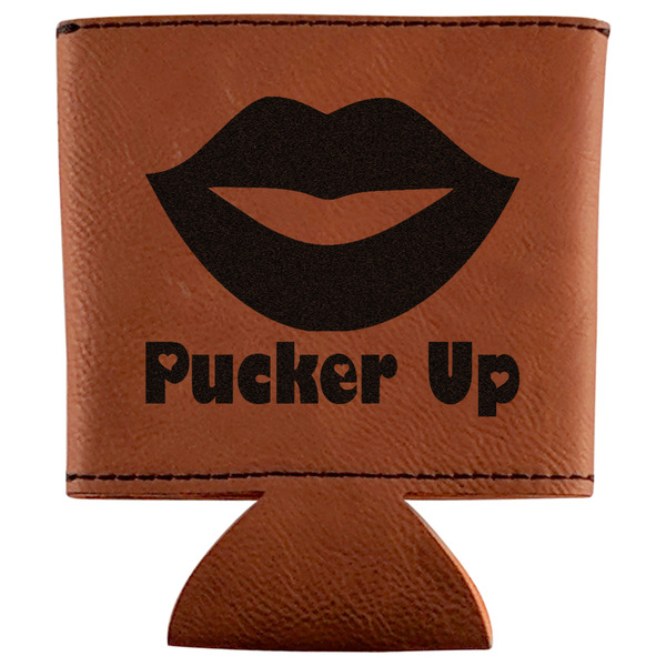Custom Lips (Pucker Up) Leatherette Can Sleeve