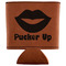 Lips (Pucker Up) Leatherette Can Sleeve - Flat
