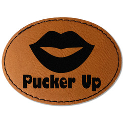 Lips (Pucker Up) Faux Leather Iron On Patch - Oval