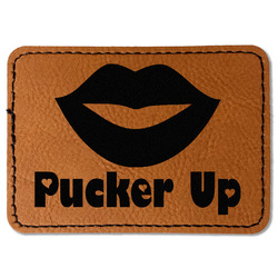 Lips (Pucker Up) Faux Leather Iron On Patch - Rectangle