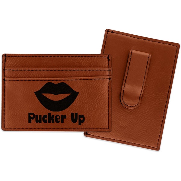 Custom Lips (Pucker Up) Leatherette Wallet with Money Clip