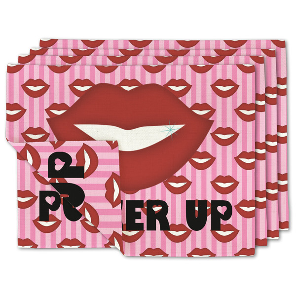 Custom Lips (Pucker Up) Double-Sided Linen Placemat - Set of 4