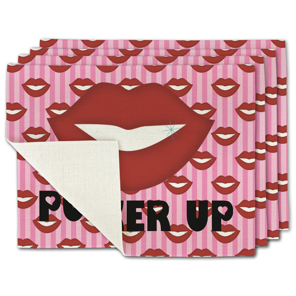 Custom Lips (Pucker Up) Single-Sided Linen Placemat - Set of 4