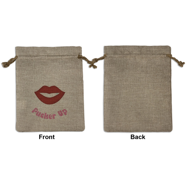 Lips (Pucker Up) Medium Burlap Gift Bag - Front Approval