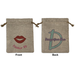 Lips (Pucker Up) Medium Burlap Gift Bag - Front & Back
