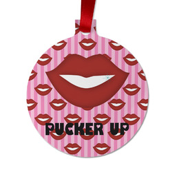 Lips (Pucker Up) Metal Ball Ornament - Double Sided
