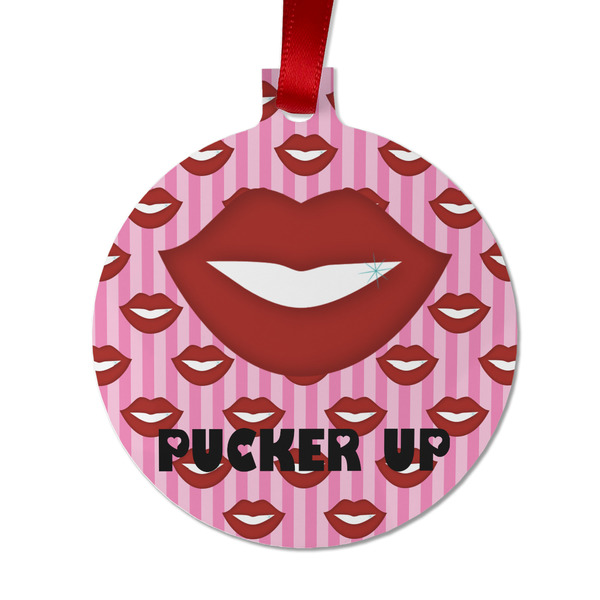 Custom Lips (Pucker Up) Metal Ball Ornament - Double Sided