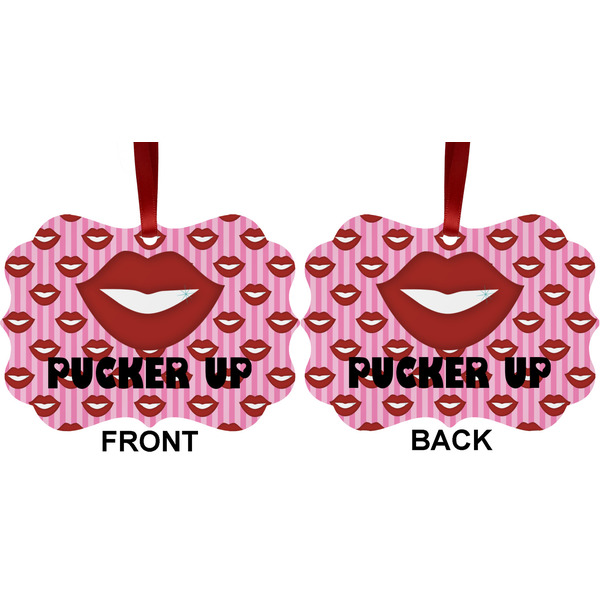 Lips (Pucker Up) Metal Benilux Ornament - Front and Back (APPROVAL)