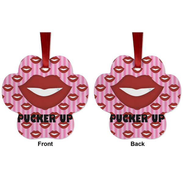 Lips (Pucker Up) Metal Paw Ornament - Front and Back