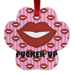 Lips (Pucker Up) Metal Paw Ornament - Double Sided