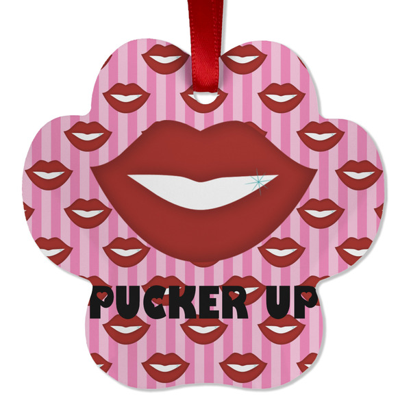 Lips (Pucker Up) Metal Paw Ornament - Front