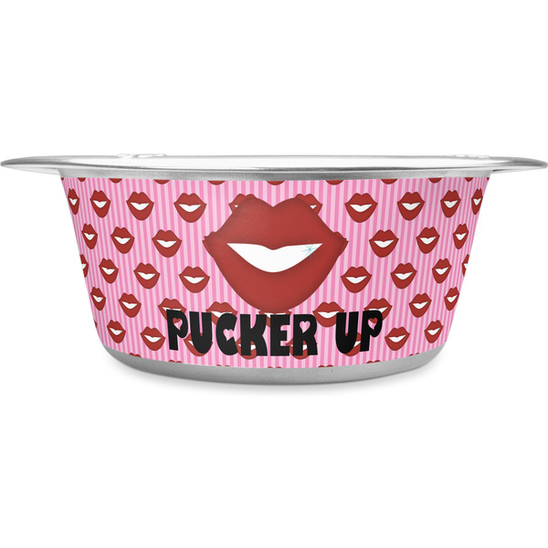 Custom Lips (Pucker Up) Stainless Steel Dog Bowl - Large