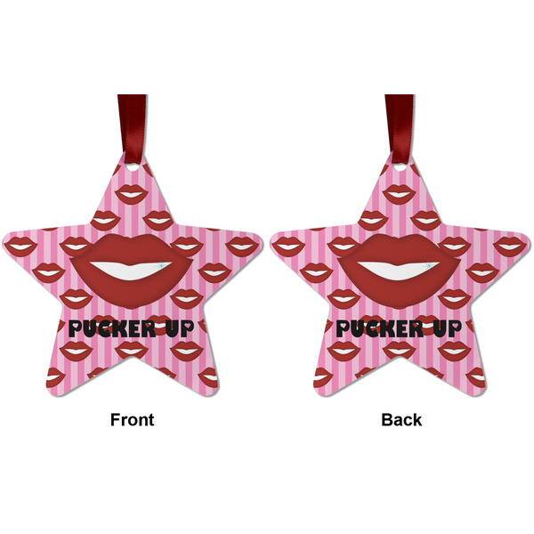 Lips (Pucker Up) Metal Star Ornament - Front and Back