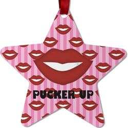 Lips (Pucker Up) Metal Star Ornament - Double Sided