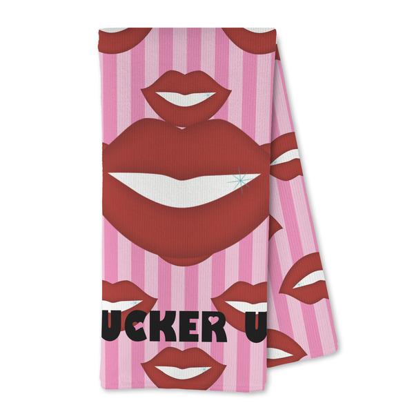 Custom Lips (Pucker Up) Kitchen Towel - Microfiber