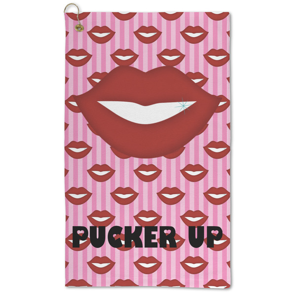 Custom Lips (Pucker Up) Microfiber Golf Towel - Large