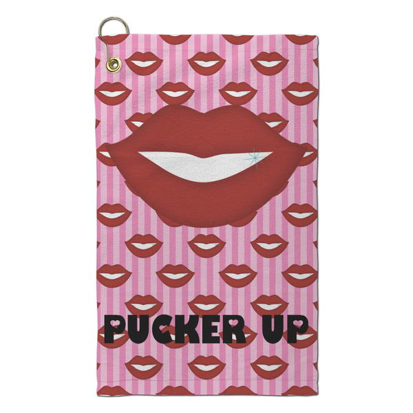 Custom Lips (Pucker Up) Microfiber Golf Towel - Small