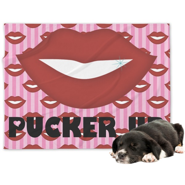 Custom Lips (Pucker Up) Dog Blanket - Large