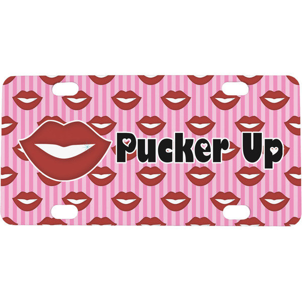 Custom Lips (Pucker Up) Mini / Bicycle License Plate (4 Holes)