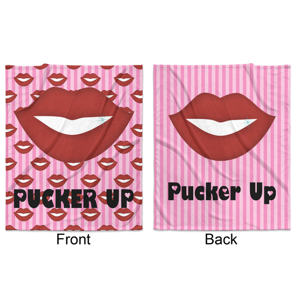 Lips (Pucker Up) Minky Blanket - 50"x60" - Double Sided - Front & Back