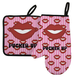 Lips (Pucker Up) Left Oven Mitt & Pot Holder Set