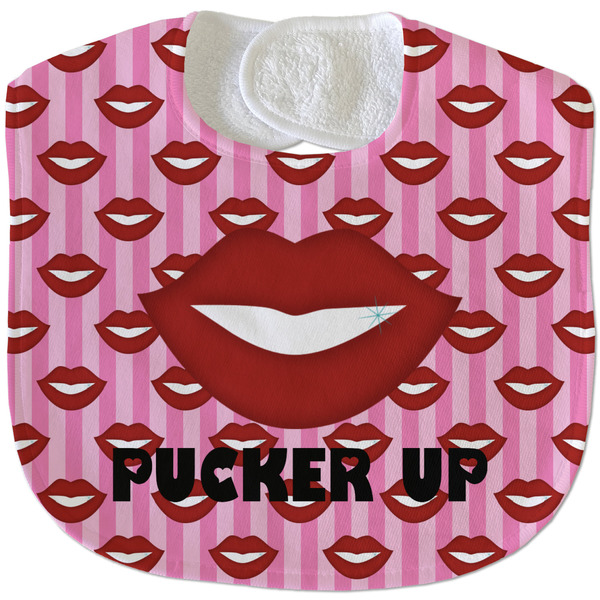 Custom Lips (Pucker Up) Velour Baby Bib