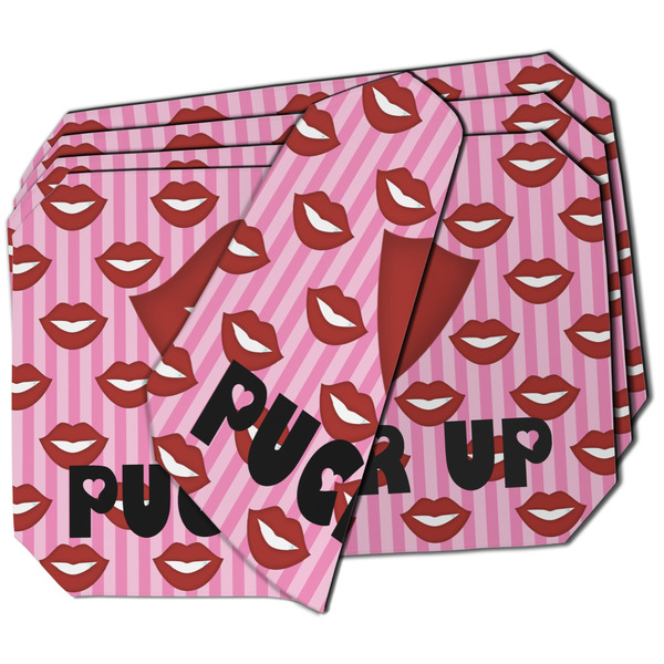 Custom Lips (Pucker Up) Dining Table Mat - Octagon - Set of 4 (Double-SIded)