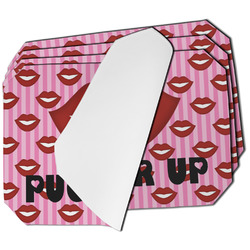 Lips (Pucker Up) Dining Table Mat - Octagon - Set of 4 (Single-Sided)