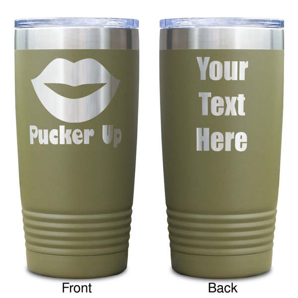 Lips (Pucker Up) Olive Polar Camel Tumbler - 20oz - Double Sided - Approval