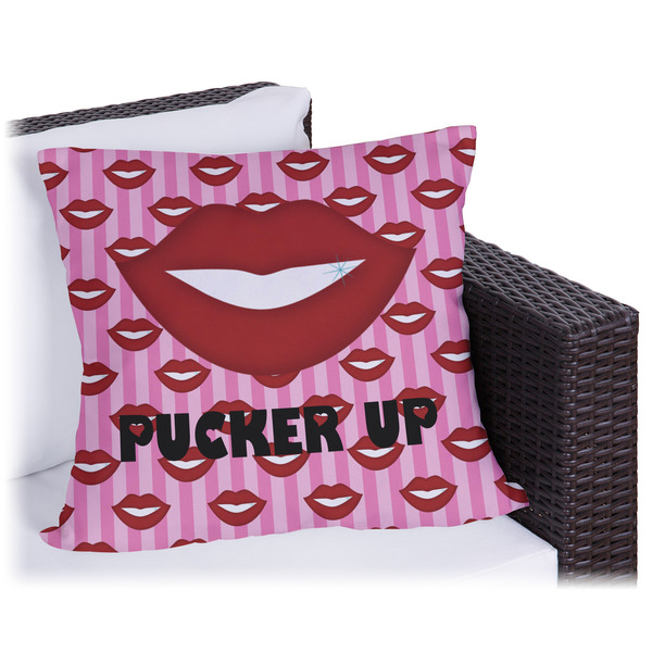 Custom Lips (Pucker Up) Outdoor Pillow - 16"