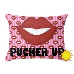 Lips (Pucker Up) Outdoor Throw Pillow (Rectangular)