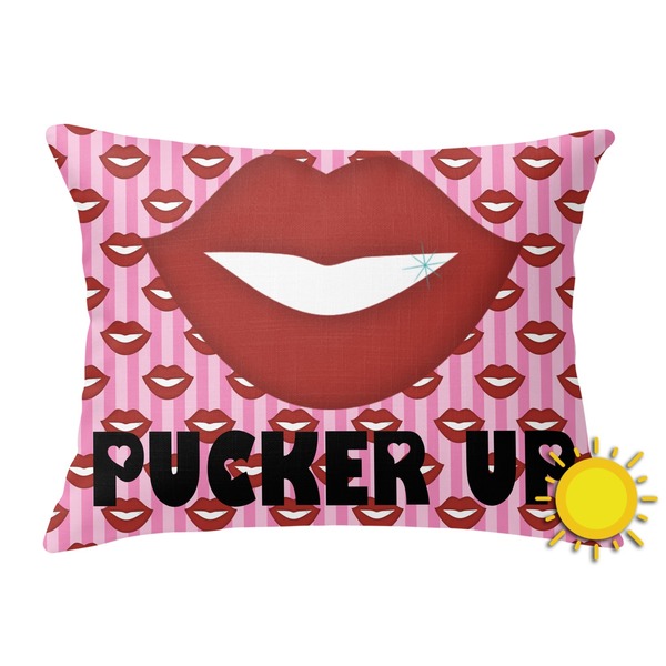 Custom Lips (Pucker Up) Outdoor Throw Pillow (Rectangular)