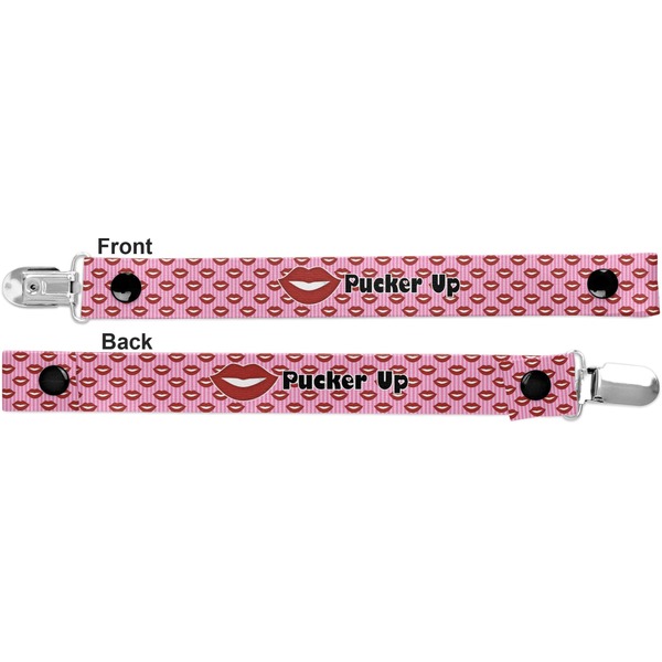 Lips (Pucker Up) Pacifier Clip - Front and Back